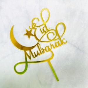 Eid Mubarak Cake Topper - Golden