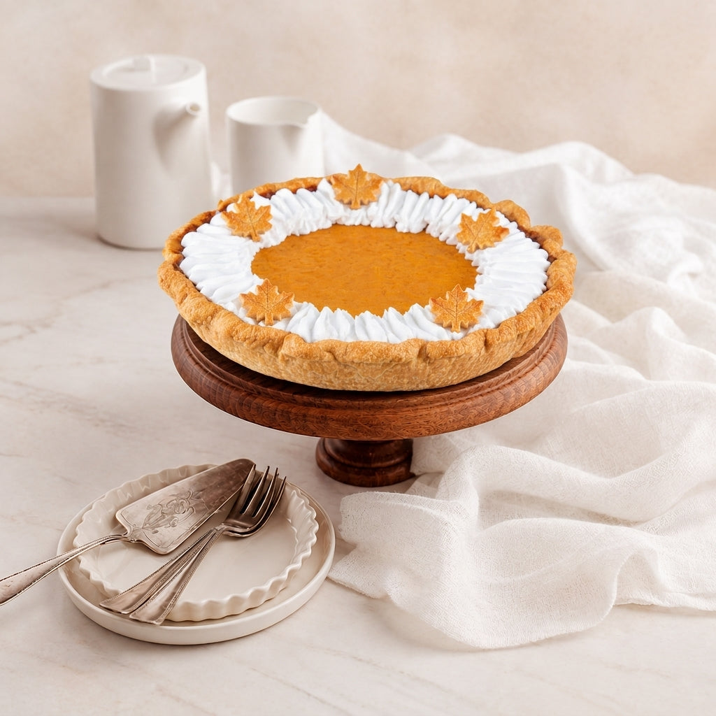 Pumpkin Pie with Maple Leaf Cutout