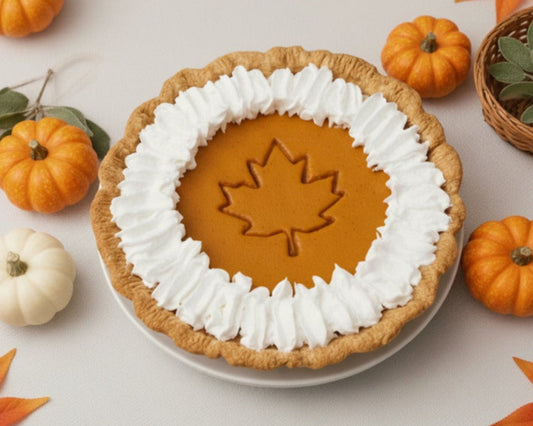 Pumpkin Pie with Maple Leaf Cutout
